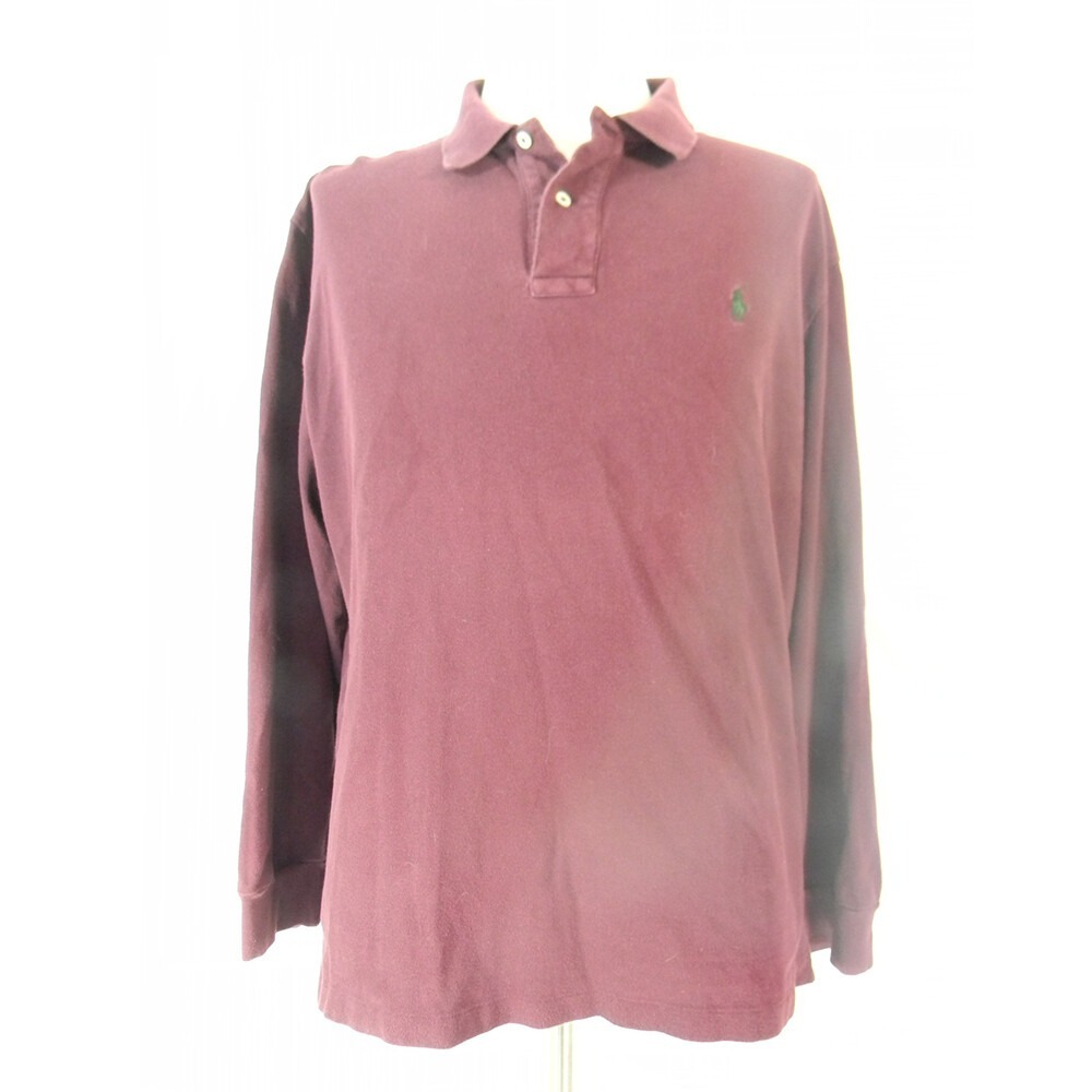 Polo Ralph Lauren Rugby Shirt Men XL Maroon Long Sleeve Cotton Polo Classic Logo